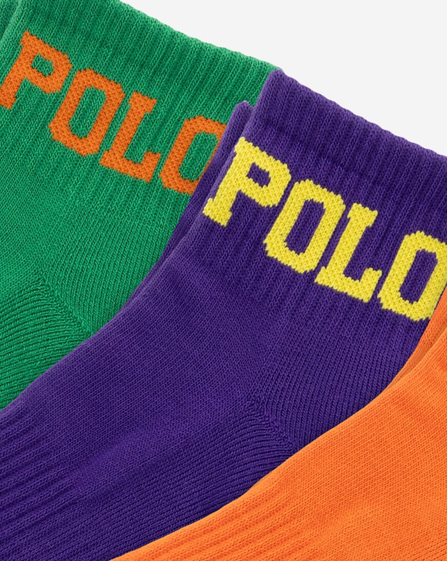 Shop Polo Ralph Lauren 6Pk Color Logo Quarter Socks (L) 824682PK3