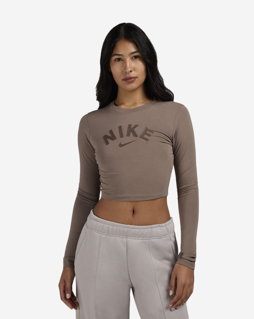 Shop Nike NSW Chill Crop Knit T-Shirt HQ1702-233 brown | SNIPES USA