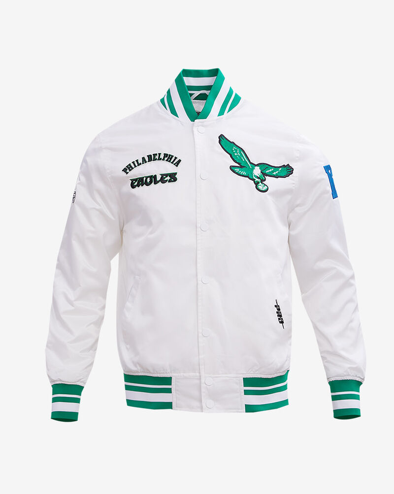 PRO STANDARD Philadelphia Eagles Retro Classic Rib Satin Jacket FPE643527-WKG White 1