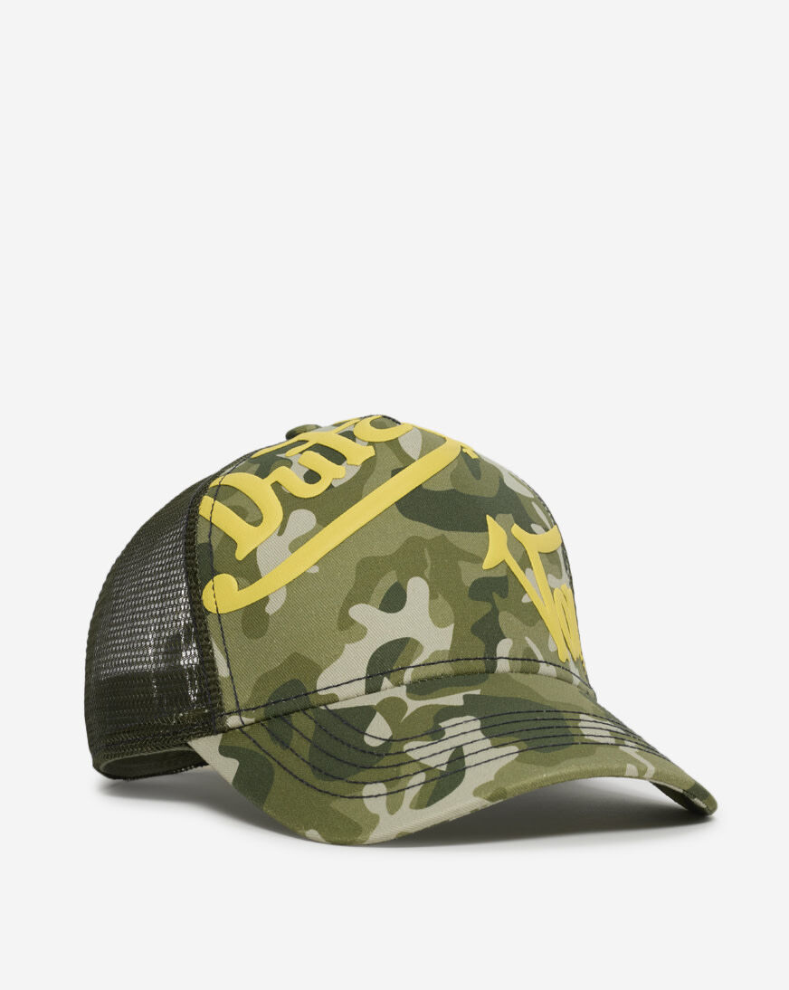 Shop Von Dutch Camo Trucker Hat VDHH0034-OLIVE-CANVAS green