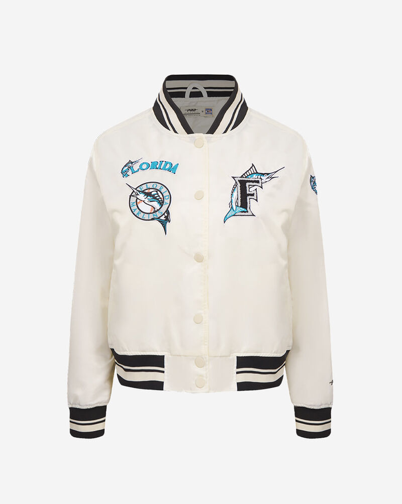PRO STANDARD Florida Marlins Retro Classic Rib Satin Jacket LMMU314573-EBK cream 1