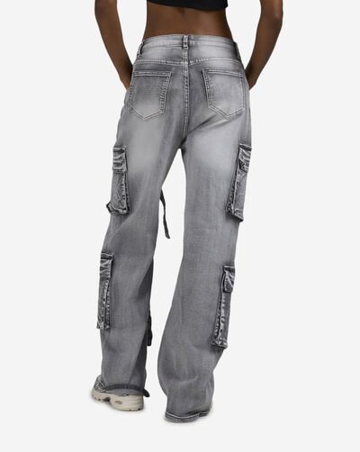 4Pkt Cargo Denim Criss Cross Straps Jeans 