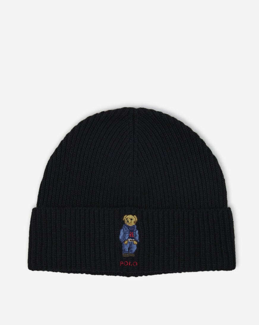 Shop Polo Ralph Lauren Solid Denim Bear Beanie PC1268-001