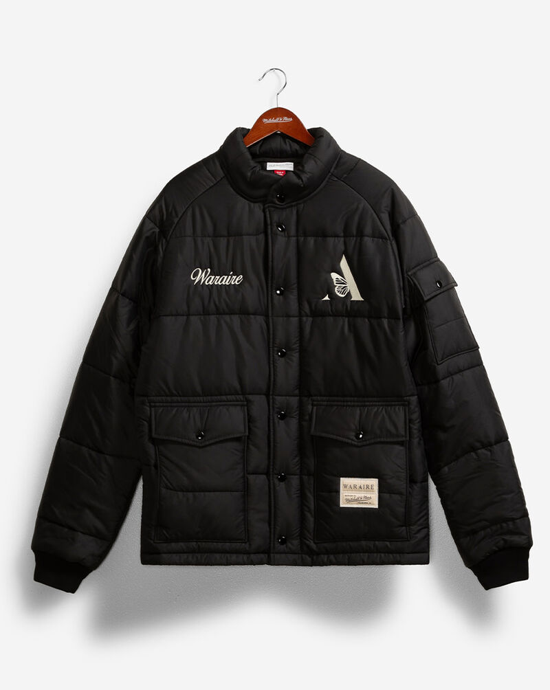 Mitchell  Ness Mitchell and Ness x Waraire Black Full-Snap Puffer Jacket JK7965-MNNBLCK Black 1
