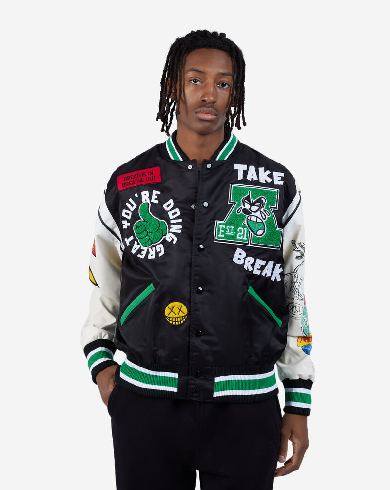 Shop First Row Take A Break Varsity Jacket FRJ0036-BLK black | SNIPES USA