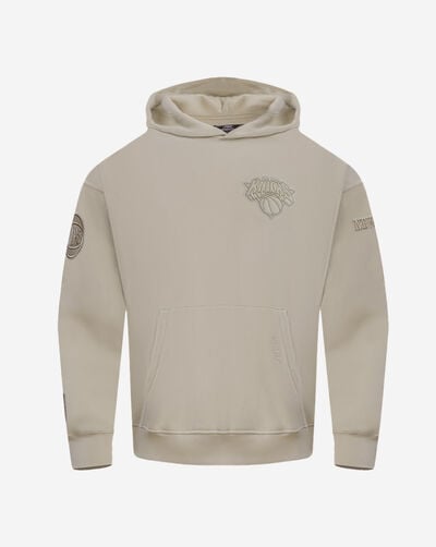 New York Knicks Neutral Drop Shoulder Fleece Pull Over Hoodie