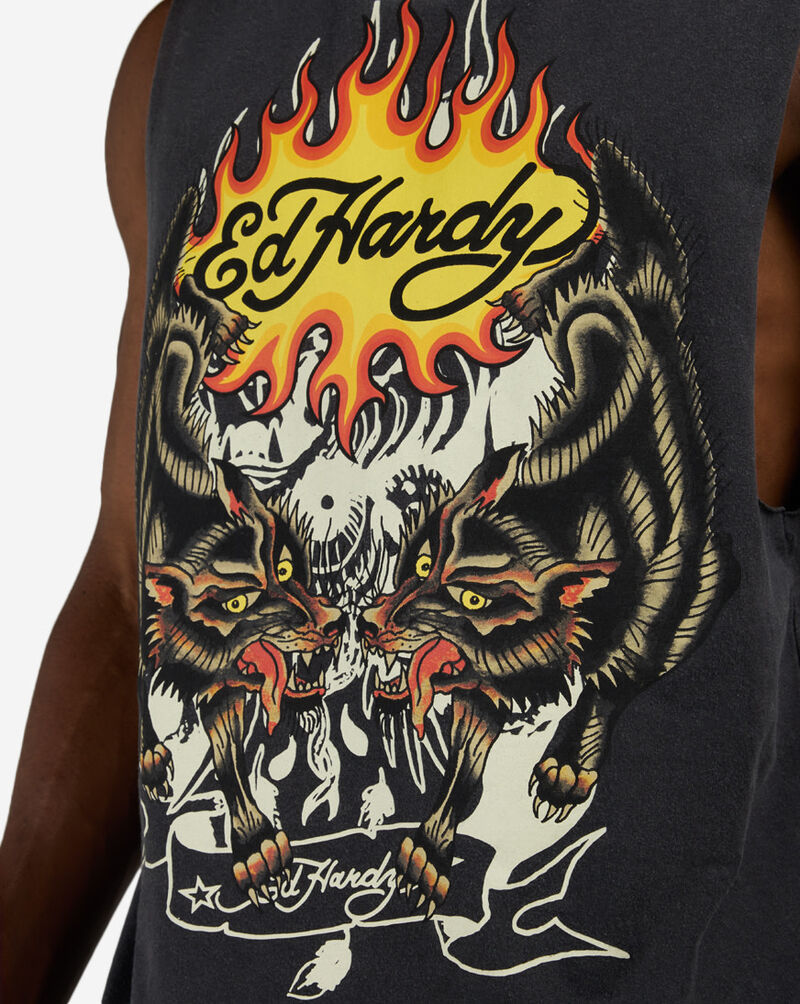 Ed Hardy Wolves Muscle Tank EHM100019-GRY Grey 3