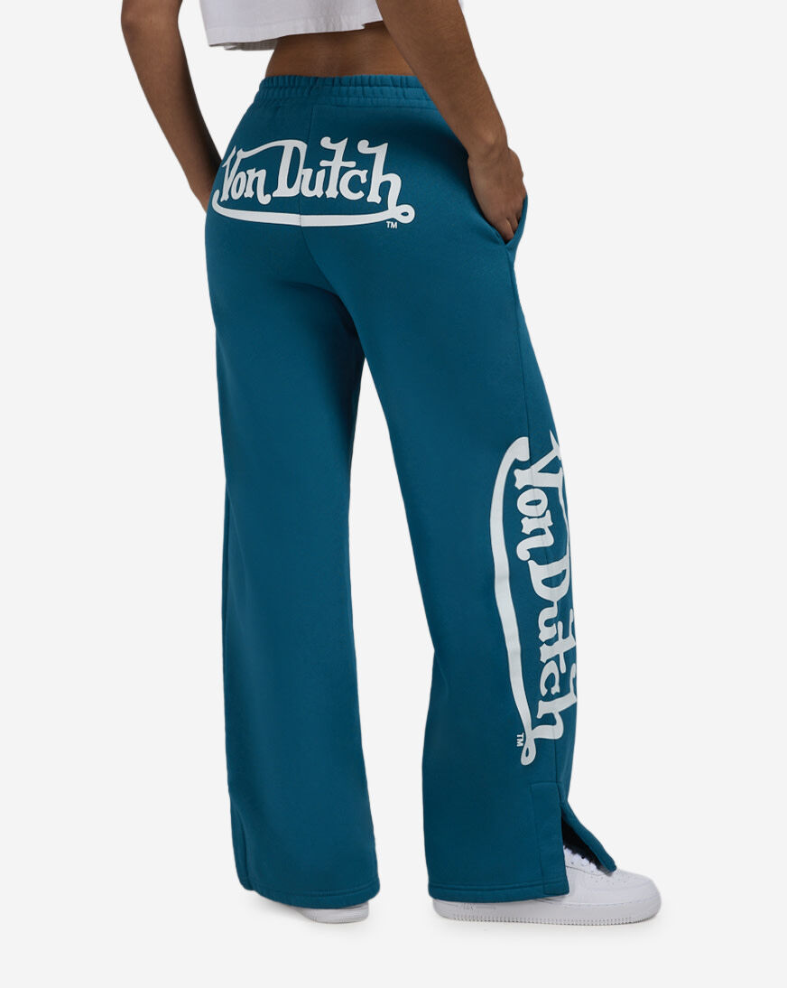 Shop Von Dutch Fleece Wide Leg Pants 7VND3A8727SN blue | SNIPES USA