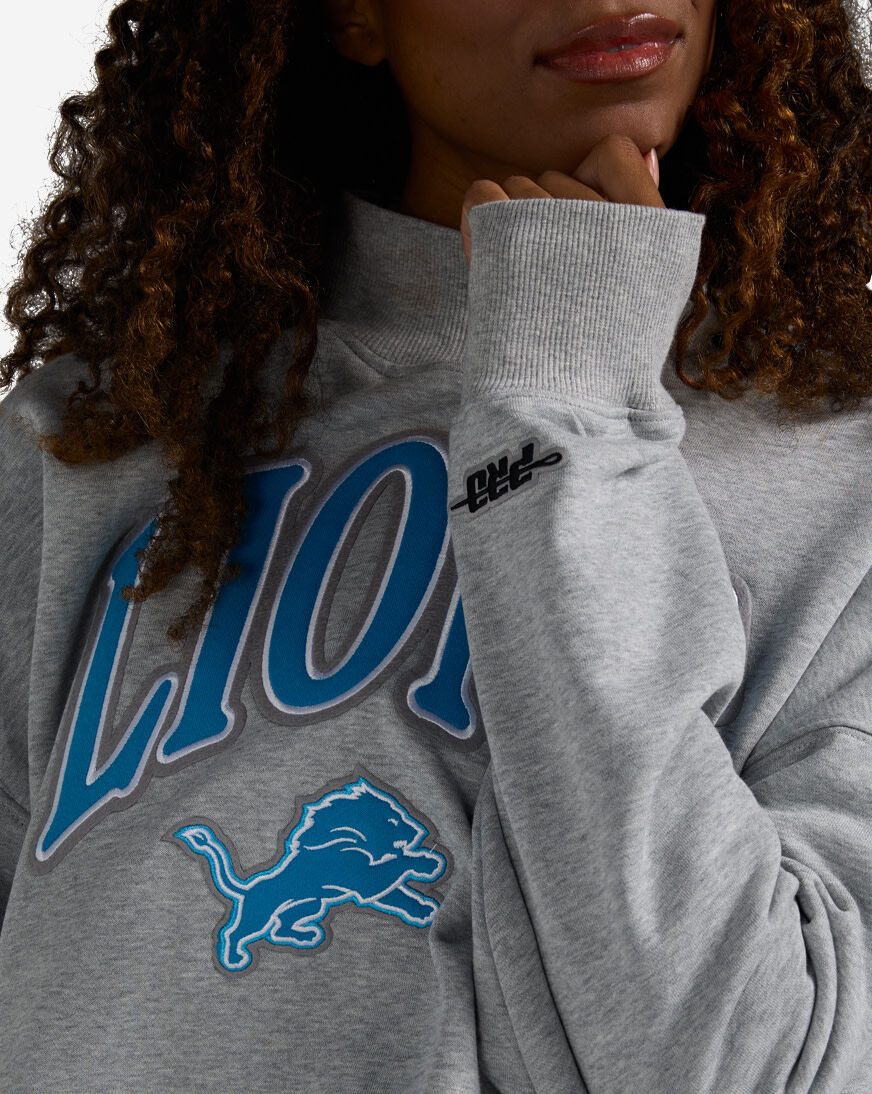 Shop PRO STANDARD Detroit Lions Mock Neck Crewneck FDLC412369-HGR