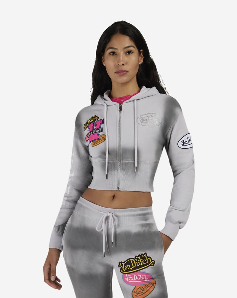 Von Dutch Full Zip Fleece Corset Hoodie VND2B0091SN Grey 1