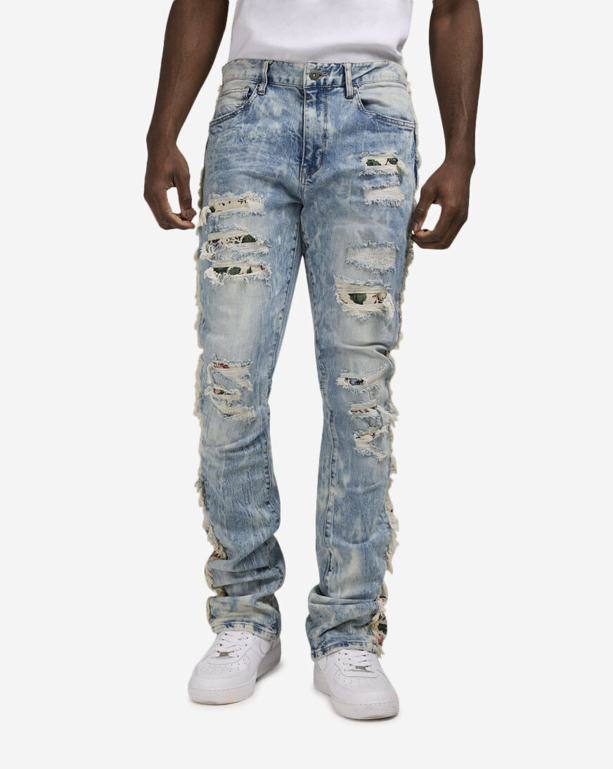 Shop Smoke Rise Tapestry Insert Denim Jeans JP24113SNZ-BLU