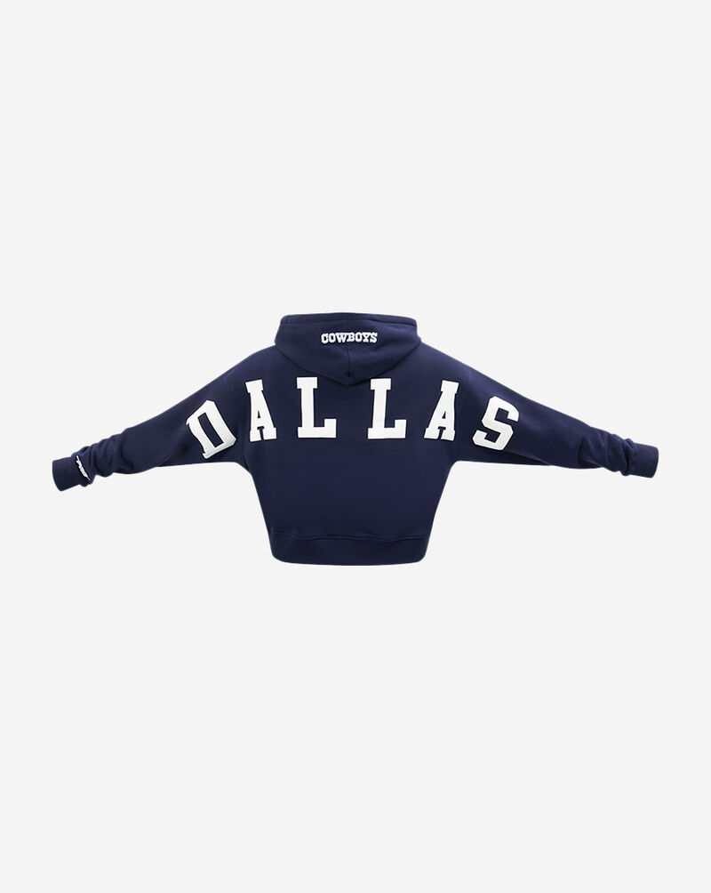 PRO STANDARD Dallas Cowboys Wingspan Fleece Cropped Pull Over Hoodie FDCC410629-MDN Blue 3
