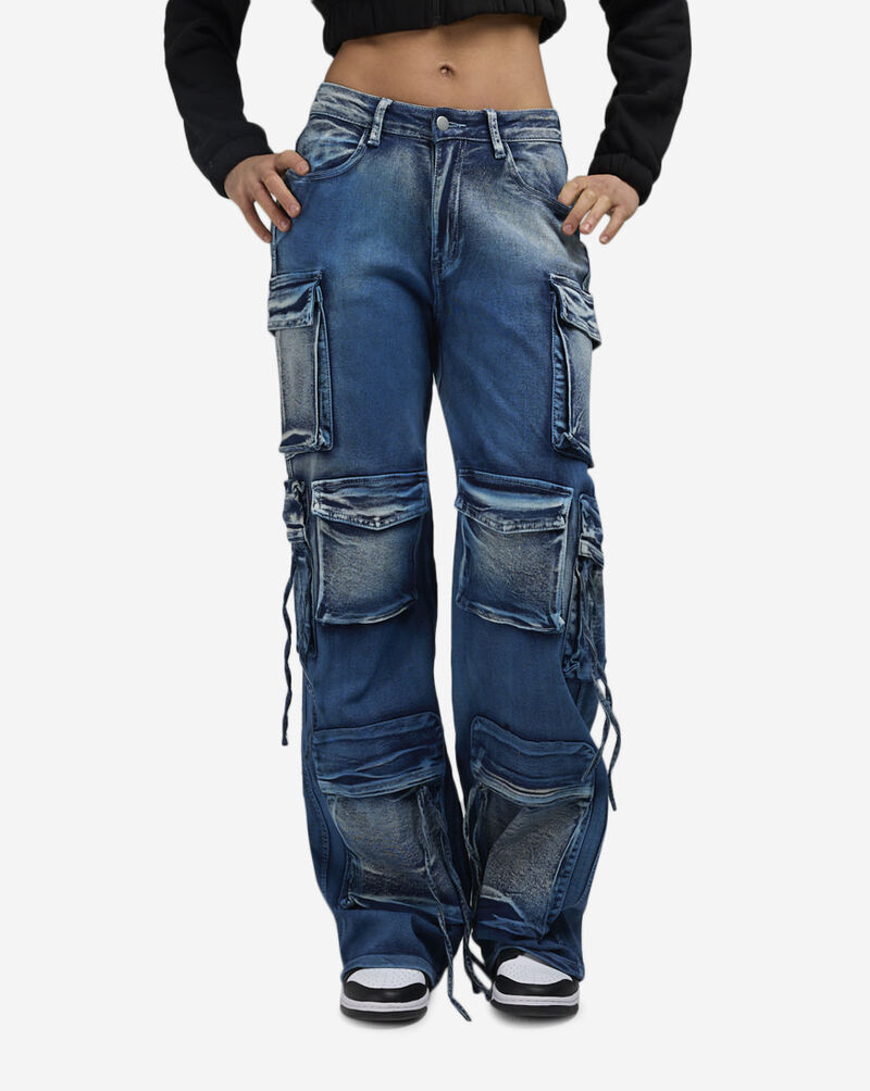 American Bazi Colored Washed Cargo Denim  RJH-5914 Blue 1