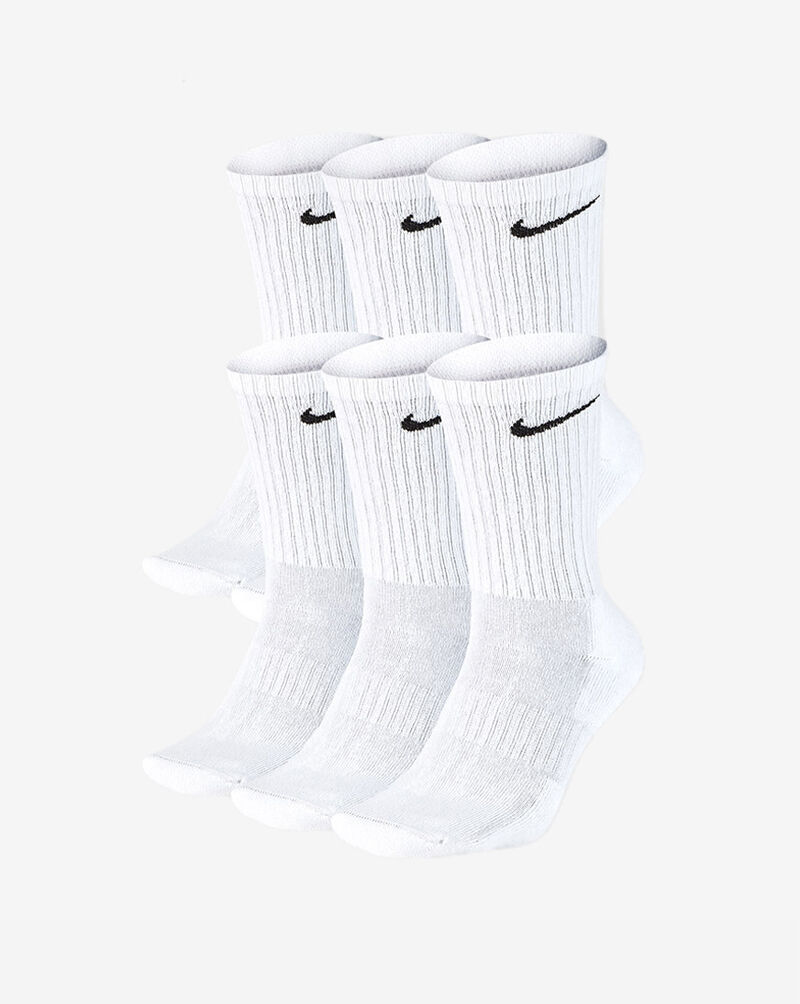 Nike 6PK Everyday Cushioned Training Crew Socks SX7666-100 White 1