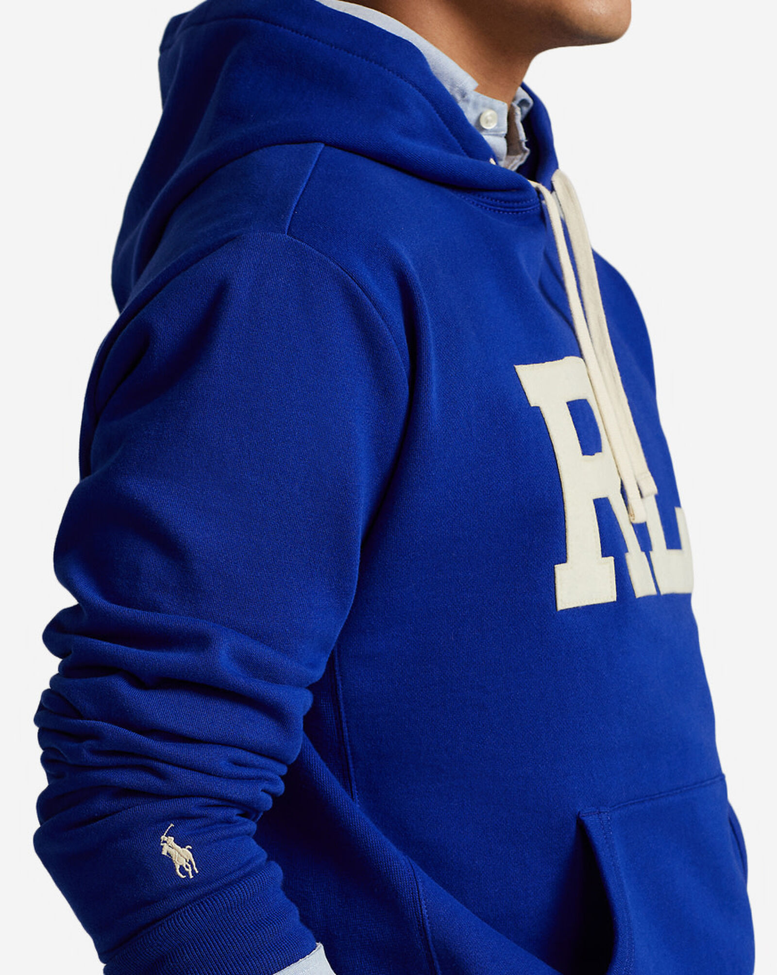 Shop Polo Ralph Lauren Logo Patch Fleece Hoodie 710878502002-RYL blue |  SNIPES USA