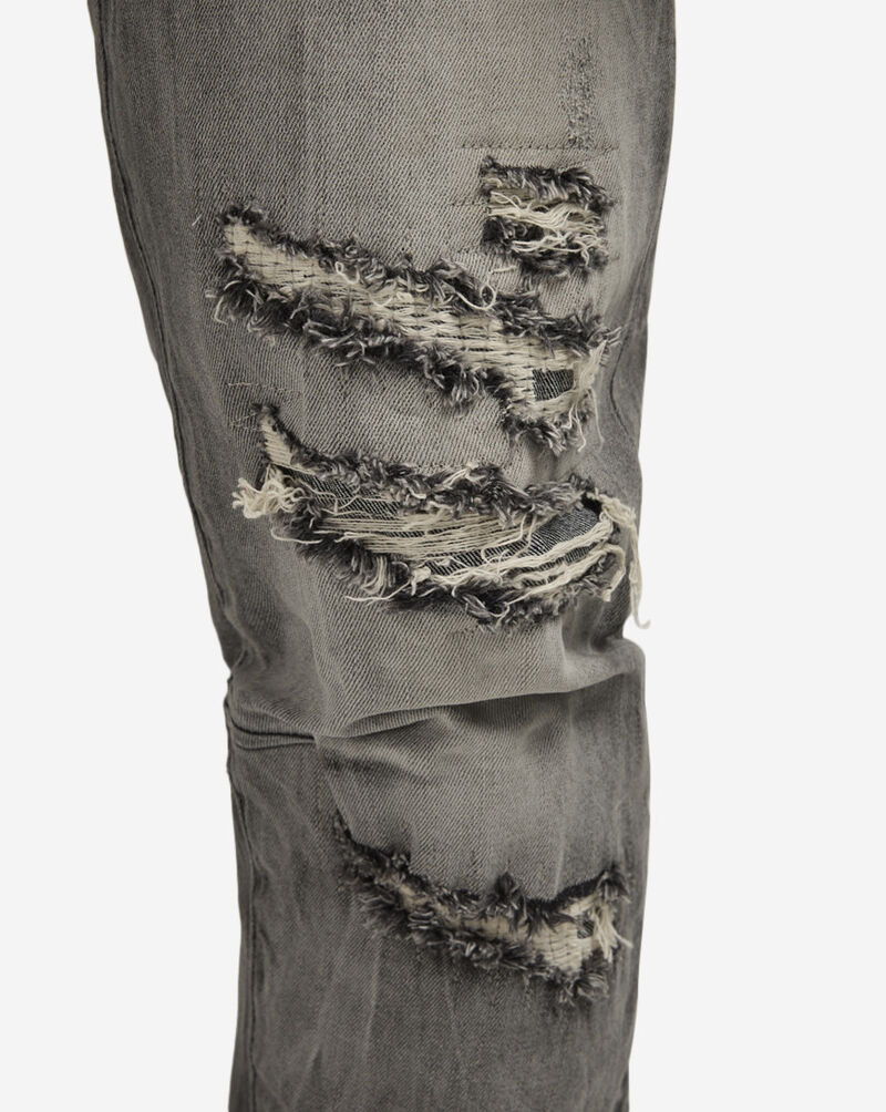 Smoke Rise Slim Fit Vintage Wash Rip Repair Jean JP25104SNZ-BLK Black 3