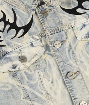 Flocked Thorn Heart Denim Jacket