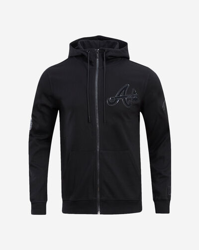 Atlanta Braves Triple Black Double Knit Full Zip Hoodie
