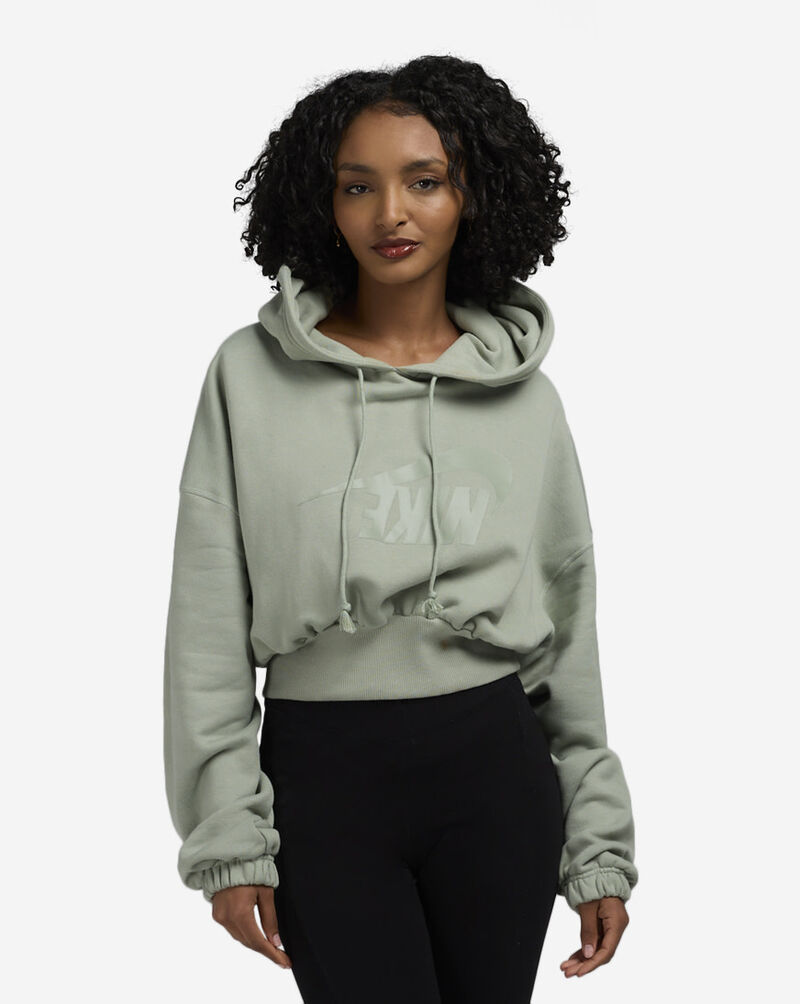 Nike NSW Oversized Cropped French Terry Pullover Hoodie FV7777-370 Green 1