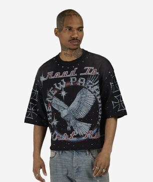 Road to the New Paradigm Eagle and Cross Mini Terry Cropped Tee