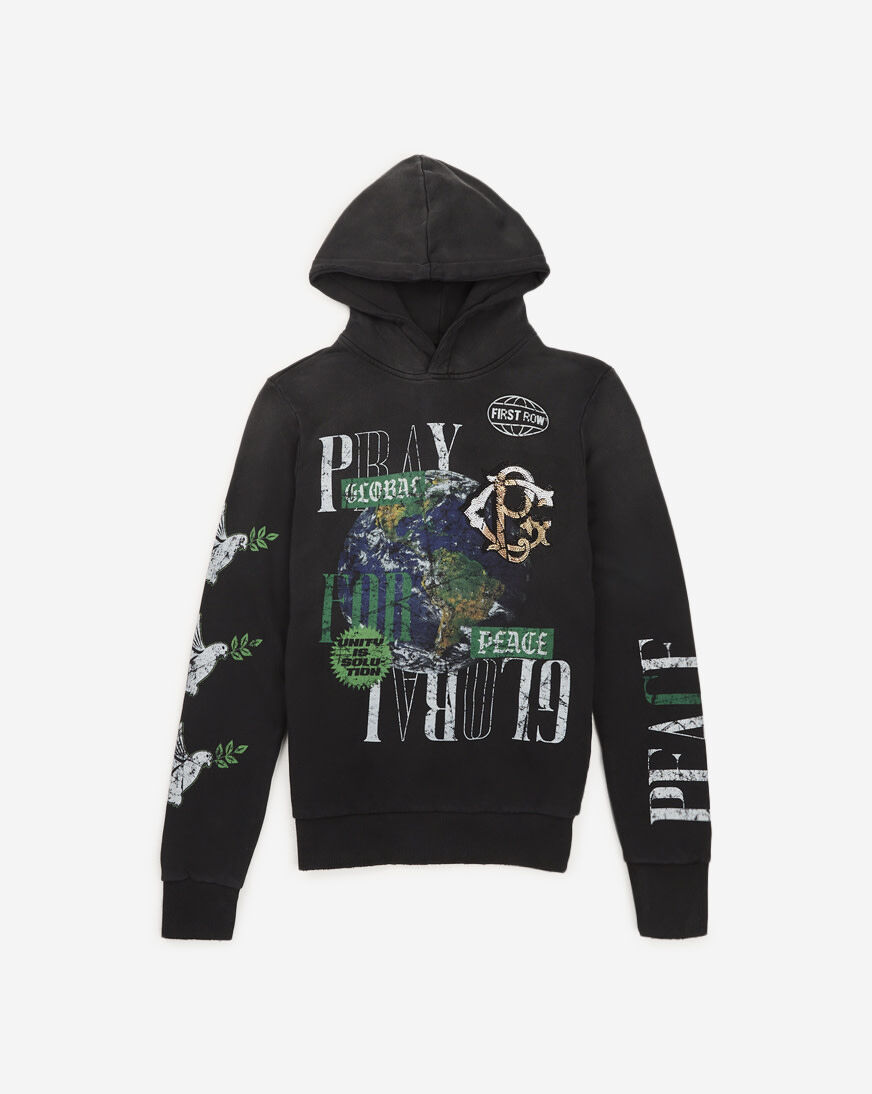 Shop First Row Kids' Peace Pullover Hoodie FRBF2473S-BLK black