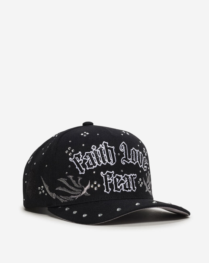 Field Grade Faith Love Fear Full Wool Acrylic Trucker Hat 1006397 Black 1