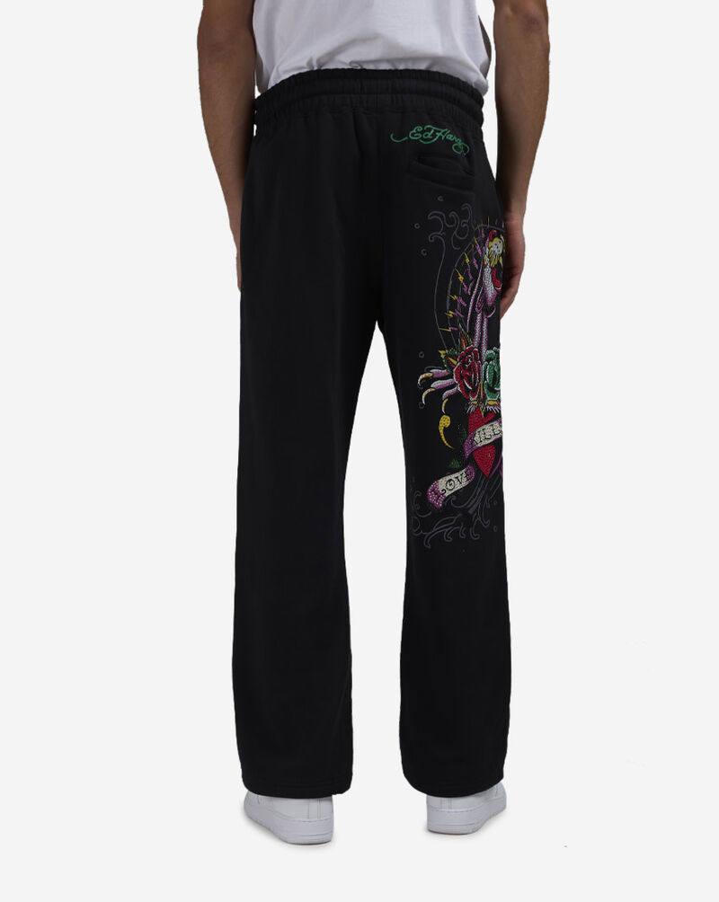 Ed Hardy Panther Rose Fleece Pants EHM8008-7RS-BLK Black 2