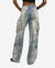 Wide Leg Cargo Tapestry Denim Jeans