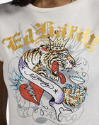 Ed Hardy Tiger Crown Rhinestone Baby Tee EHW1104-153RS cream 3