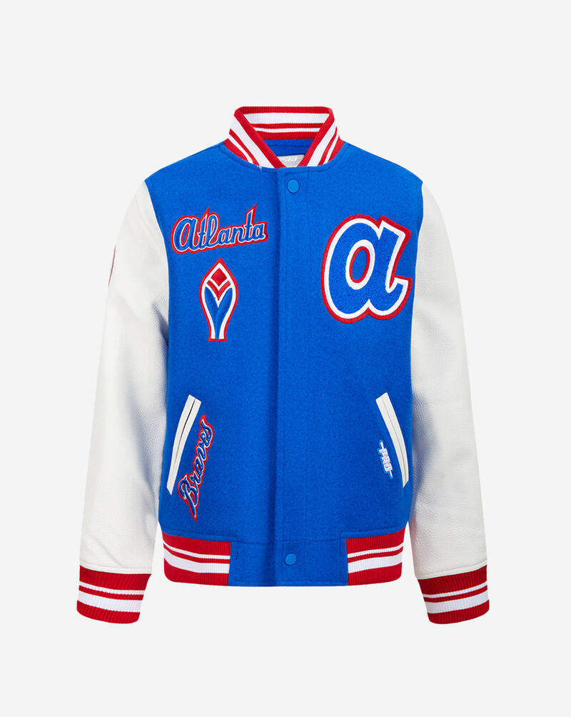 PRO STANDARD Big Boys' Atlanta Braves Retro Classic Rib Wool Varsity Jacket LABB7315119-RYR Blue 1