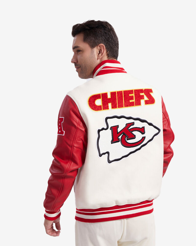 PRO STANDARD Kansas City Chiefs Retro Classics Rib Wool Varsity Jacket FKC6410365-ERD cream 2