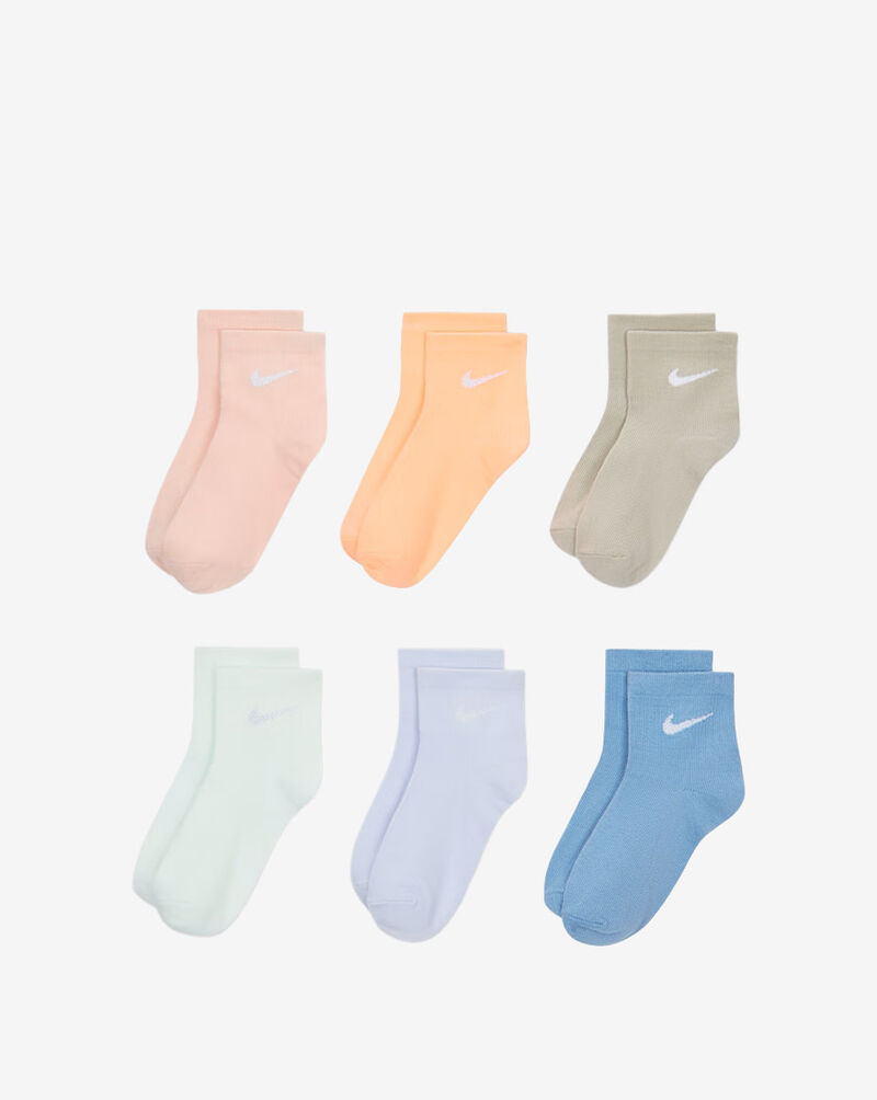 Nike Kids' 6Pk Metallic Swoosh No-Show Socks UN0357-782 Orange 3
