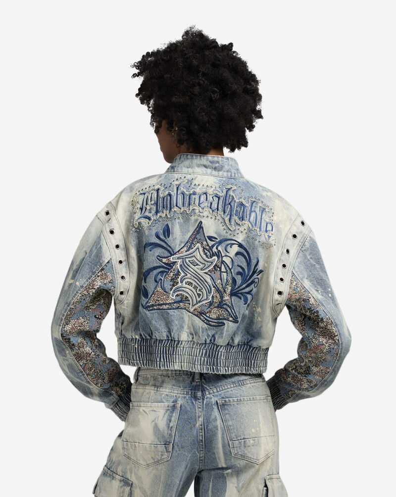 Smoke Rise Denim Bomber Jacket AJ25703SNZ-IB Blue 2