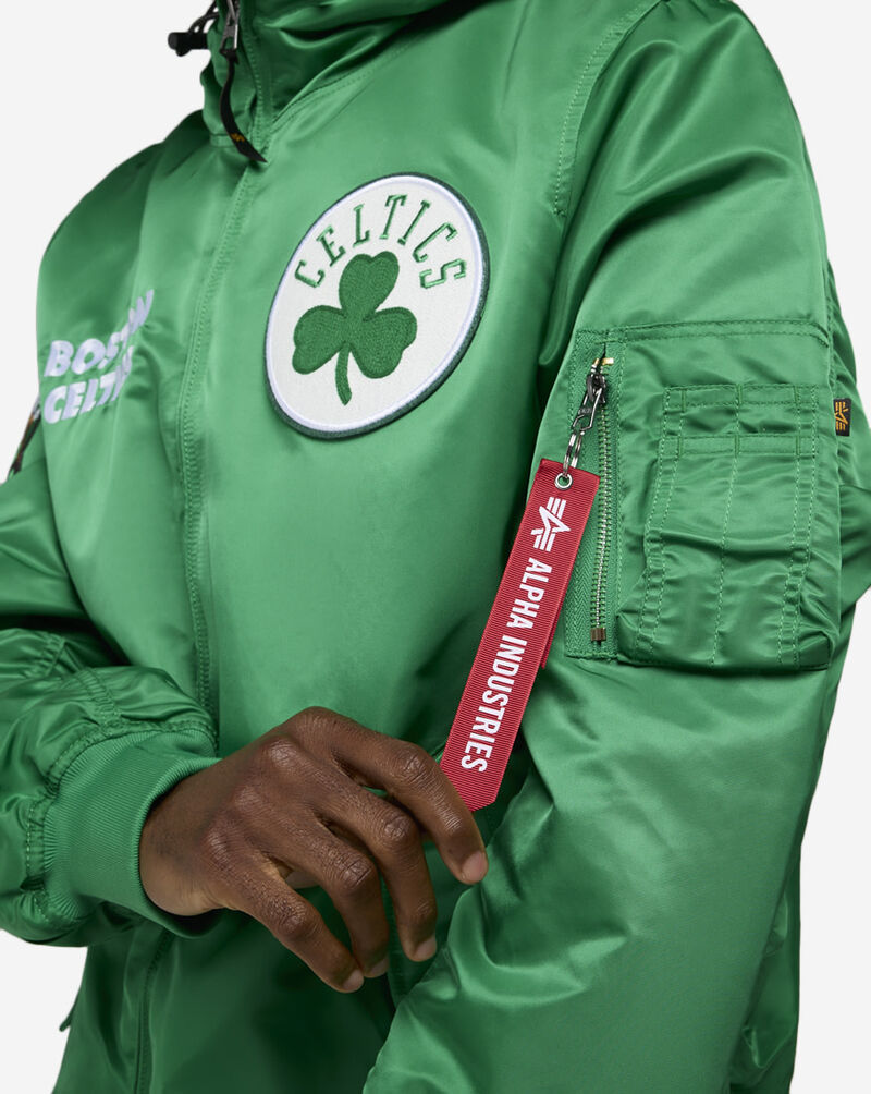 New Era Alpha Industries Historic L-2B Boston Celtics Hooded Bomber Jacket 60564074 Green 3