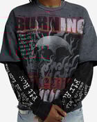 First Row Burning Flames Endorse Long Sleeve Tee FRF3025S-GRY Grey 3