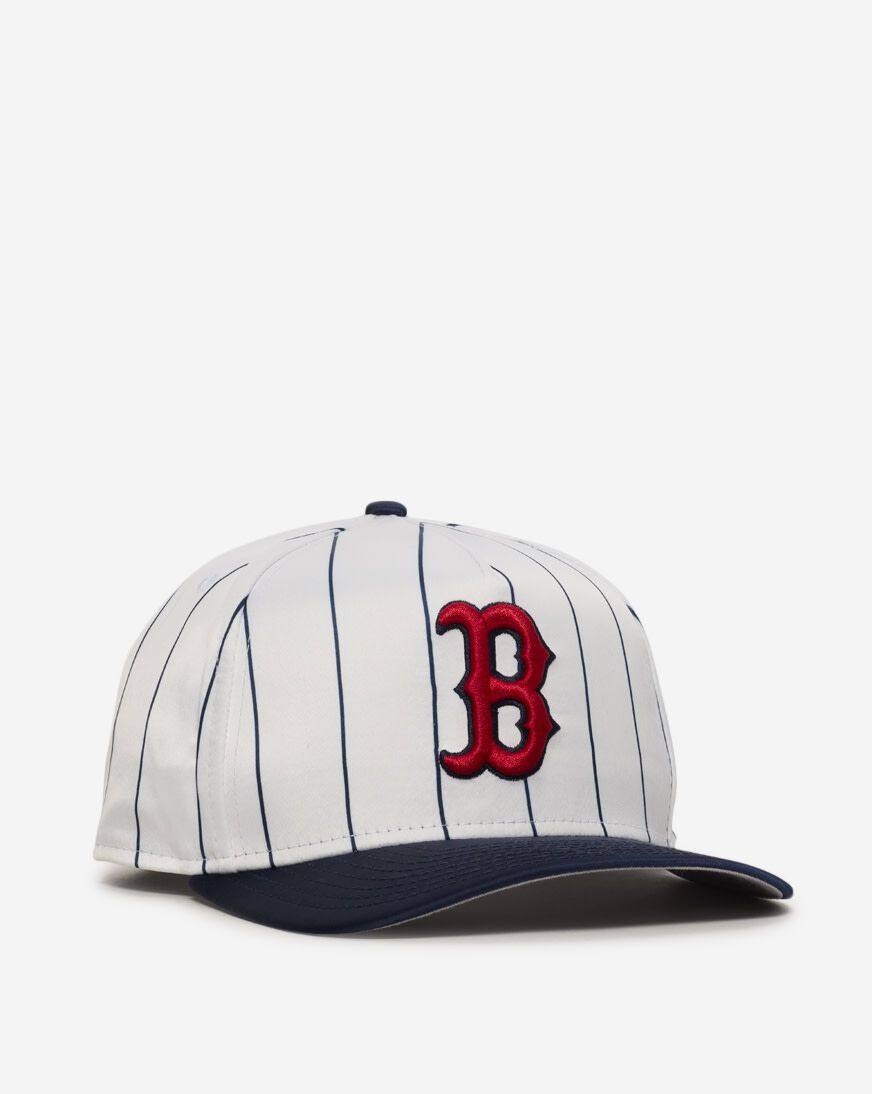 Shop New Era 9Fifty Boston Red Sox Satin Pinstripe Snapback Hat