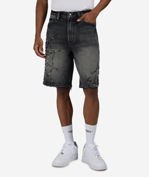 Spider Embellished Denim Shorts