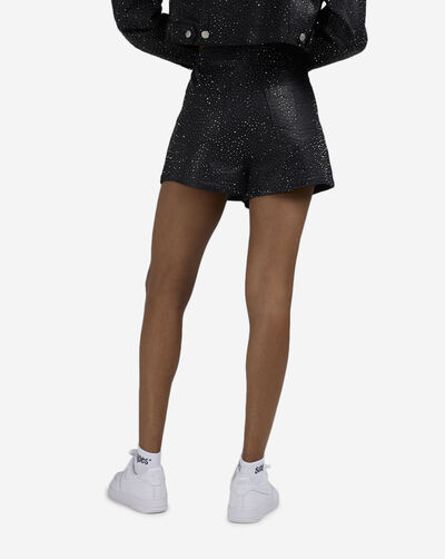 Rhinestone Coated Denim Skirt 