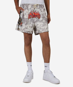 Wolf Printed Mesh Short