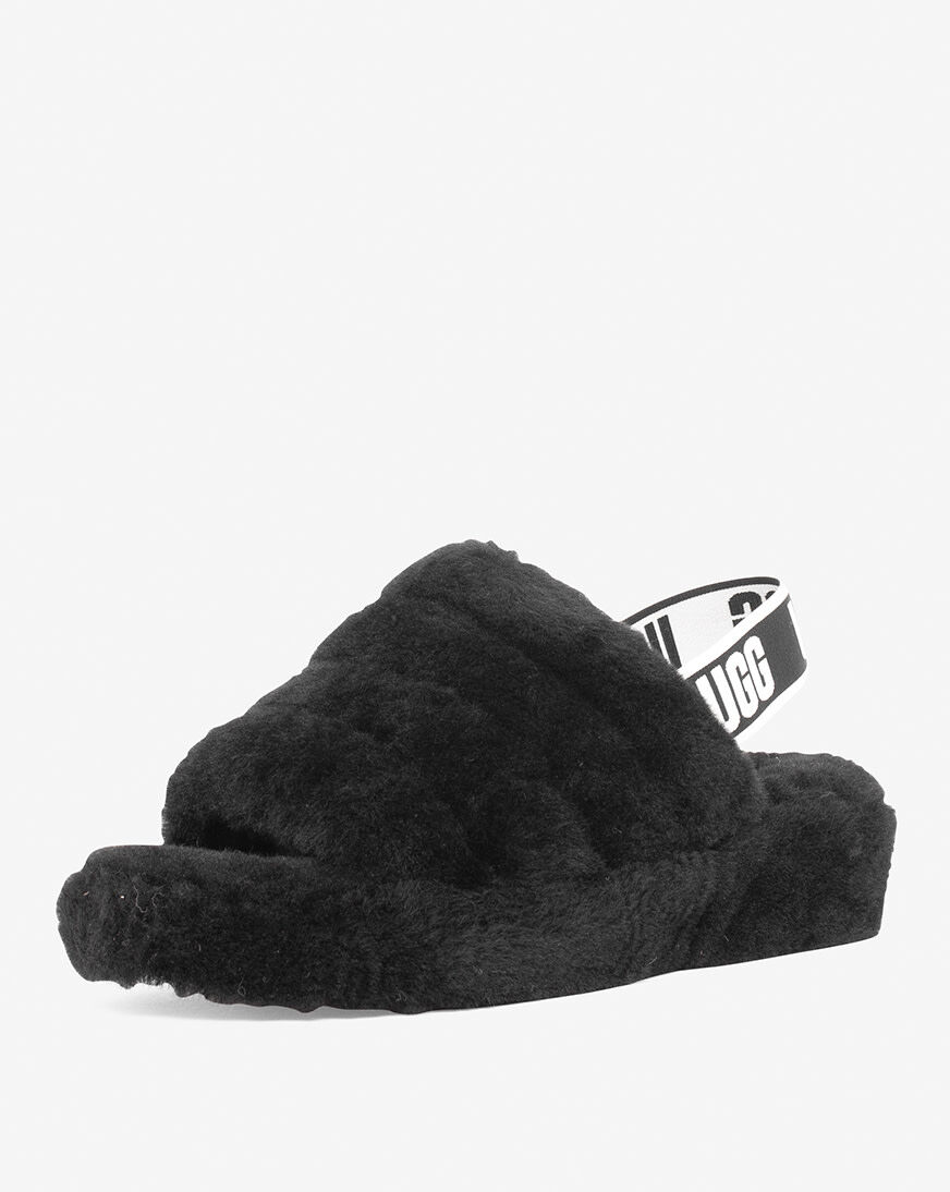 black ugg fluff yeah slide