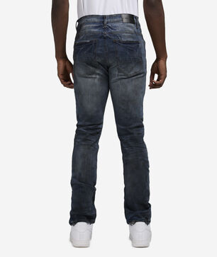 Distressed Oil Stained 5-Pocket Jeans