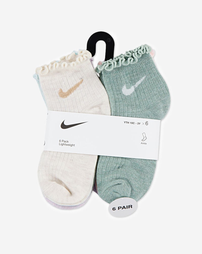 Nike Little Kids' 6PK Ruffle Ankle Socks (5-7) GN1232-W0C Multi 3