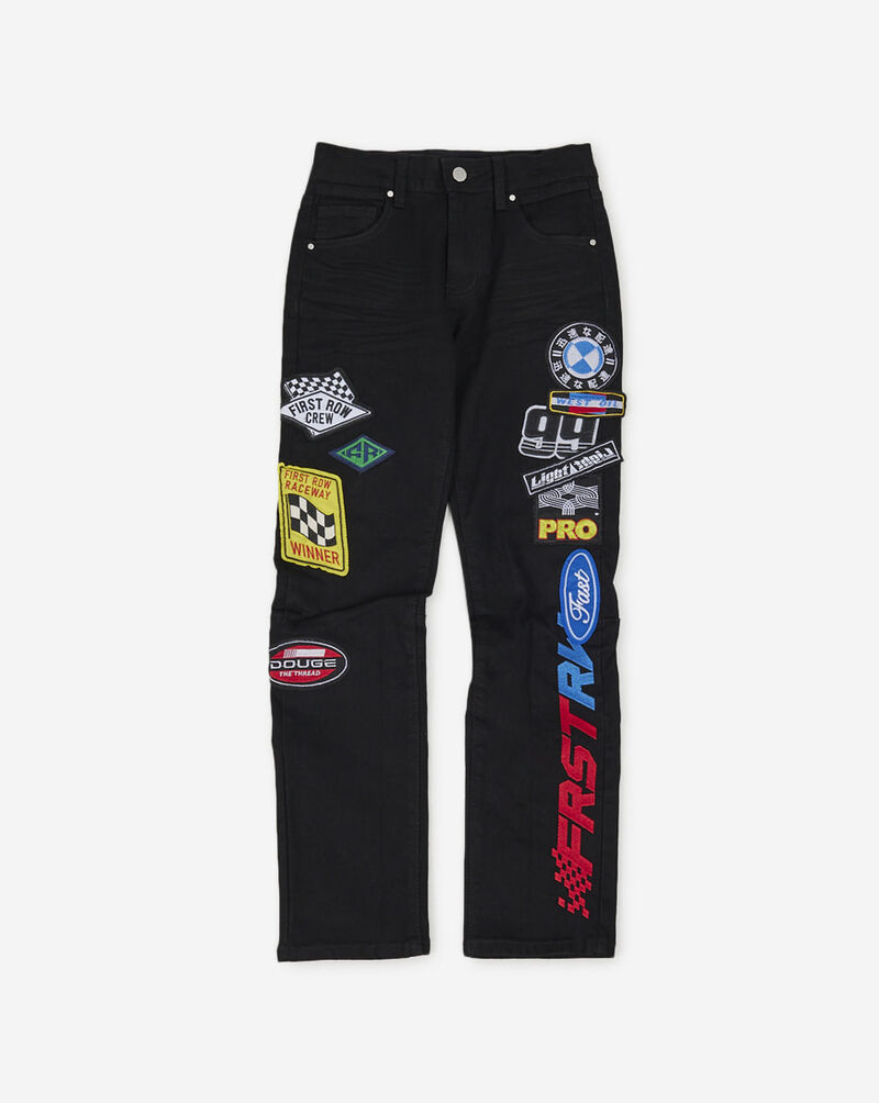 First Row Grade School Racing Denim Pants FRBD2227S-BLK Black 1