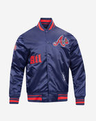PRO STANDARD Atlanta Braves Old English Rib Satin Jacket LAB6314641-MRM Blue 1