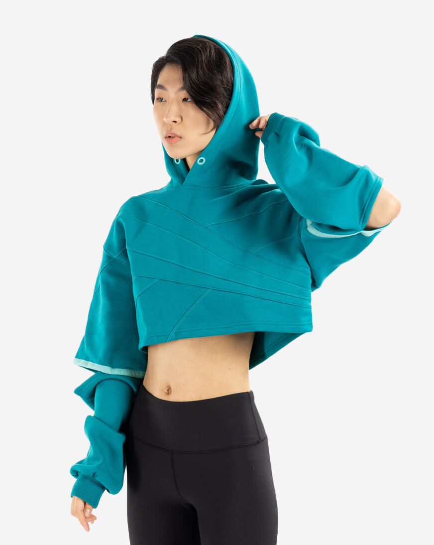 R-RONDON スエット Shop Reebok Cardi Cropped Hoodie HS4308 blue | SNIPES USA