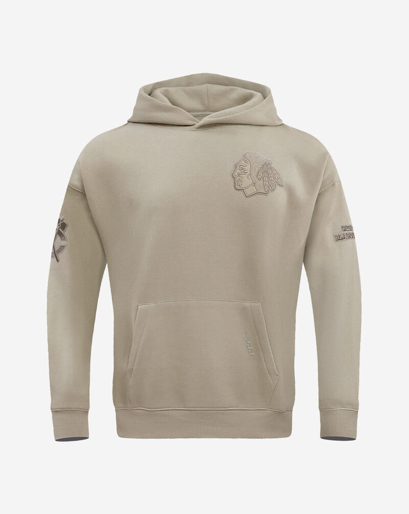 PRO STANDARD Chicago Blackhawks Neutral Drop Shoulder Fleece Pullover Hoodie HCB560984-TAU Beige 1