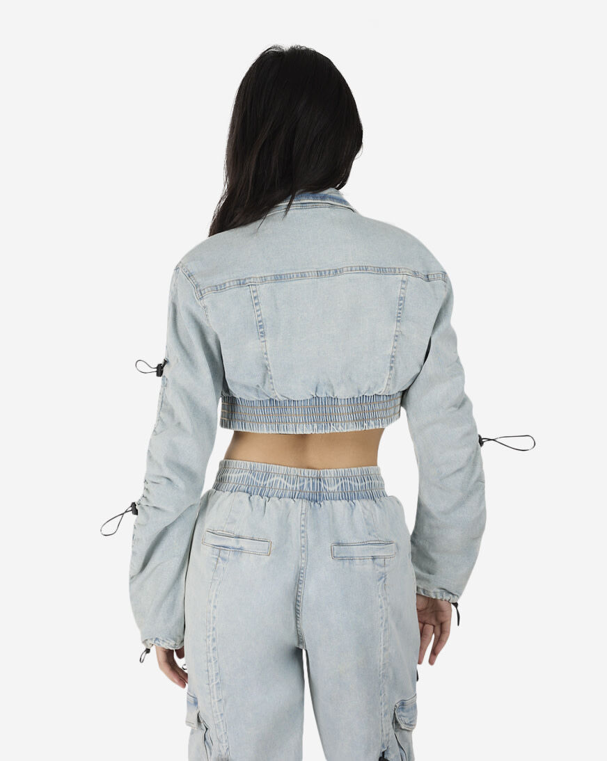 no mass prod Cropped denim flight jacket メンズ