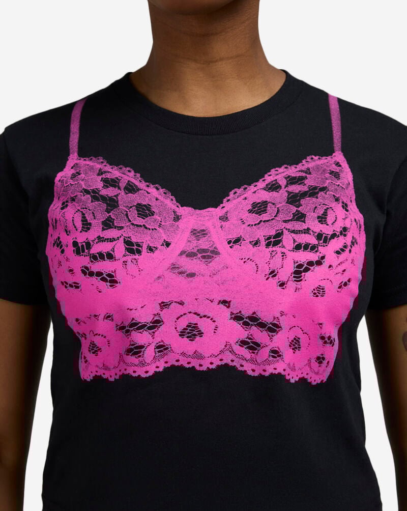 Graphic Tees Lace Bralette Tee TSWRD-118-BABYTEE Black 3