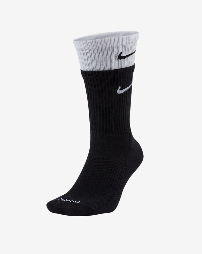 white nike crew socks with grey swoosh