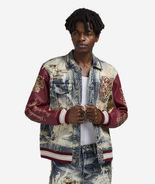 Academy Denim Varsity Jacket